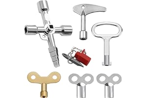 HKQP 6 Pezzi Chiave Universale Multifunzione 4 Vie Tasto Triangolo Chiave, Croce Chiave Triangolare Quadrata Piazza Rubinetto Chiave per Rubinetti per Contatori Acqua Elettricità Radiatori Contatori Gas