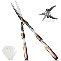 Schwer Teleskop Heckenschere Manuell 75-88 cm,Freie Handschuhe und Schere,SK5 Teflon Beschichtete Klingen,Professionelle…