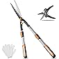 Schwer Teleskop Heckenschere Manuell 75-88 cm,Freie Handschuhe und Schere,SK5 Teflon Beschichtete Klingen,Professionelle…