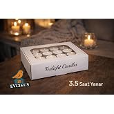EVCIKUS 18&rsquo;li Tealight Mum 3.5 Saat Yanan | Dekoratif &Ccedil;ay Mum | Buhurdanlık ve Mumluk İ&ccedil;in Beyaz Mum Seti