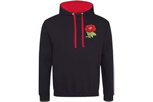 GENERIC England Rugby Retro Style Embroidered Two Tone Hooded Sweatshirt Hoodie Best Gift for Unisex Adults
