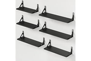 ‎PIPISHELL Pipishell 6 Stück Wandregal Holz und Metall, Wandregale zur Aufbewahrung, rustikaler Metalldraht, maximale Belastung 40lbs, für Wohnzimmer, Schlafzimmer, Büro, Badezimmer oder Küche