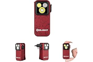 OLIGHT Oclip Pro 500 Lumens 3 Light Sources Clip on Torch, USB-C Rechargeable EDC Lamp with Magnetic Base, Compact LED Flashlight for Working, Cycling, Running, and Safety Warning (Molten Lava)