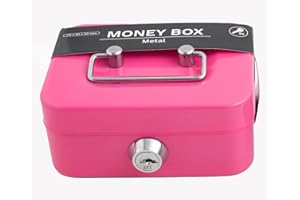XNSHUN Kleine Geldkassette Kleiner Safe, Kasse Mit 2 Schlüsseln Geldkassette Abschließbar, Tresor, Trinkgeldkasse, Geldkasse Für Münzen & Scheine, 11.5 X 8.5 X 5.8 cm (Rosa)