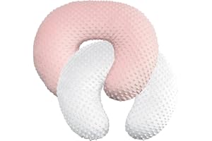 iEvolve Nursing Pillow Cover Breast feeding Pillow Support Positioner lounger cover for Baby Boy Girl, Cover Only(White&Pink 2Pack)