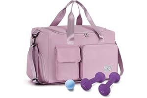 FIORETTO 35L Women's Sports Bag, Foldable Travel Bag with Shoe Compartment and Wet Compartment, Water-Repellent Weekender Gym Travel Bag, Hand Luggage Bag, Training Bag for Men and Women