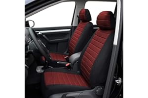 ‎TOYOUN TOYOUN Universal Sitzbezüge Auto Vordersitze Autositzbezüge Schonbezüge Vorne Vordersitzbezüge Seitenairbag geeignet, 2er Jacquard-Fabirk Autoschonbezüge, Rot/Schwarz