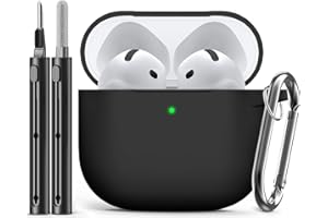 Inesore Compatible with Airpods 4 Cases Cover,Silicone Protective Case for Apple Airpods 4 ANC Version, Support Wireless Charging and Front LED Visible, with Cleaner Pen,Black