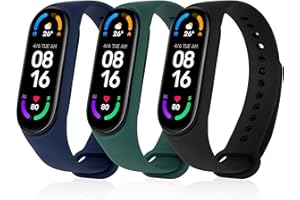 Ainiv pasek kompatybilny z Xiaomi Mi Band 5 / Xiaomi Mi Band 6 / Xiaomi Mi Band 7, 3 sztuki, miękki, regulowany, zamienny