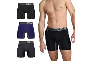 STEP ONE Mens Boxers Shorts Multipack, 3 Pairs, Anti Chafing Underwear for Men, Moisture-Wicking Boxer Shorts with 3D Pouch. Fabric Made from Organic Bamboo