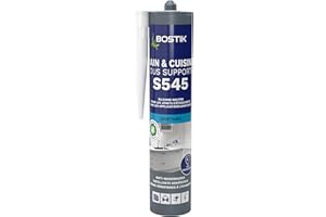 Bostik S545 – Mastic Silicone Bain et Cuisine – Jointe Tous Matériaux – Traité Anti-Moisissures – Conservation Longue Durée – Couleur : Transparent – Cartouche 300 ml