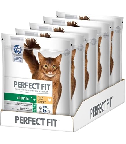 Perfect Fit Sterile 1+  Trockenfutter fr erwachsene, sensible Katzen ab 1  Jahr  Reich an Huhn  Untersttzt die Verdauung & Fitness  Kalorienarm   6 x 750 g : Amazon.de: Haustier