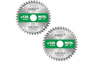RRRST 2pcs Hoja de Sierra Circular Multi Material 125 x 22.23 mm 40T, Para Aluminio, Cobre, Madera, Madera Contrachapada, Paneles de Yeso, Laminado, Plástico