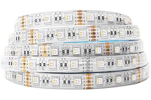 BTF-LIGHTING 5050 RGBW RGB+Warmweiß (2700K-3000K) 4 Farben in 1 LED 5m 60LEDs/m Mehrfarbiges LED-Leuchtband IP65 Silikonbeschichtung Wasserdichte Weiß PCB DC24V für Innendekorationen