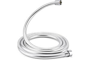 Dachiy Flessibile Doccia In PVC (G1/2 Pollici, 200 cm), Tubo Doccia Da Anti Torsione, Bianca/Cromo, Tubo Doccia Ad Alta Pressione Per Rubinetti Da Bagno Di Ricambio