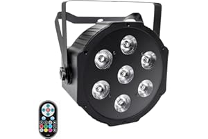 ‎SEBRUANC SEBRUANC RGBW LED Par Lichter, 7LED Bühnenlicht DMX Strahler Discolicht mit Fernbedienung 8 Modi Partylicht für DJ Bar Hochzeit Weihnachten Haloween Beleuchtung