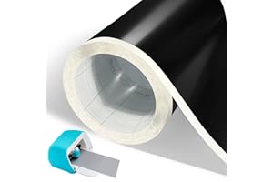 YUSHENGTAI Smart Vinyl Permanent für Cricut Joy, 14cm*600 cm Vinylfolie Plotter, Plotterfolie Selbstklebend, Blätter Transferfolie für Partydekoration, Aufkleber Schwarz