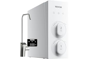 VEVOR Sistema de Ósmosis Inversa, Filtro de Agua por Ósmosis Inversa sin Tanque de 8 Etapas 600 GPD, con Grifo de Pantalla Inteligente, Relación de Pureza a Drenaje de 2:1, 397 x 137 x 347 mm