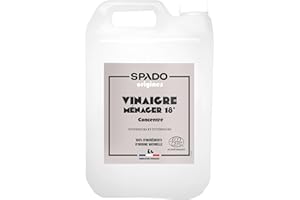 GLOSS SPADO Origines - Vinaigre blanc 18° - Détartre et fait briller - Formule ultra concentrée et naturelle - Sans parfum - Contact alimentaire - ECOCERT - 5L - Fabrication Française