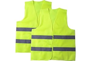 HAO ZHU 2 Pack Hi Vis Vests,Hi Vis Safety Vests with 2 Reflective Stripes,Night Workwear Reflective Vest,for Traffic Work, Running, Surveyor and Security Guard Construction Vest