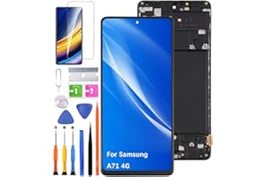 HLYGZX Ersatz Display für Samsung Galaxy A71 4G LCD-Bildschirm TFT, A715F A715W A715X Bildschirm LCD Display Touch Digitizer Assembly Reparaturteile Kit(Ohne Fingerabdruck, Schwarz mit Rahmen)