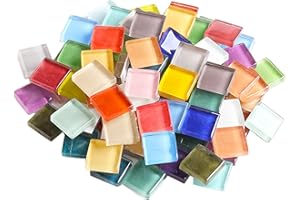 ANKTILY Glasmosaikfliesen Mosaiksteine 200g, Bulk-Quadrat Glassteine Glasfliesen, Glasstücke für Basteln, Haus Deko,1,5 x 1,5 cm(Panchromatisch)