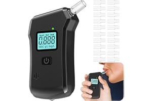 TechVizrs Alkoholtester, Hochpräziser Promillemessgerät mit Digitaler Blauer LCD-Anzeige, Professioneller Alkohol Tester Promillemessgerät mit 20 Mundstücken, Für Den Einsatz zu Hause Oder Auf Partys