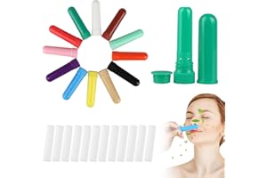 HOCUCHELAND 12 Stück Riechstifte für Ätherische Öle, Ätherisches Öl Röhren mit 12 Dochten, Nachfüllbarer Inhalator in 12-Farben, Nasen Inhalatoren Röhrchen für Aromatherapie und Parfüm