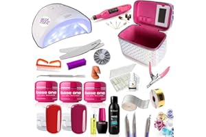 ACOL Kit Ricostruzione Unghie Gel Completo con Lampada LED 48W , bauletto,accessori, primer e Fresa non professionale in Omaggio