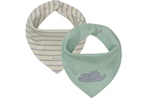 Bornino "MOUSE & ELEPHANT Wende-Dreieckstuch grün/Halstuch/Babytuch - wendbar, größenverstellbar durch Druckknöpfe, Baumwolle - Lätzchen für Mädchen/Jungen