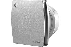 XIIW Badlüfter Ø100mm Sliber Abluftventilator mit Nachlauf und Rückstauklappe 95m³/h, 12 Watt / 34dB / spritzwasserfest Wandventilator für Bad,WC und Küche