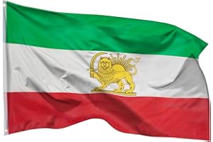 PHENO FLAGS Iran flag old - royal with lion 90x150cm – former Persia flag with brass eyelets - weatherproof – 100% polyester