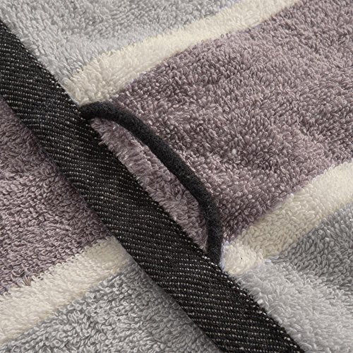 Saunatuch 80 x 200 cm | Baumwolle Frottee Handtuch mit „Wellness“ Stickerei | aqua-textil 0010152 Streifen schwarz - 3