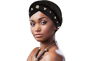 DRESHOW Donna Africane Turbante Pre-Legato Copricapo a treccia Testa Avvolge Cappello Boho Turbante Chemio Cap Elastico Annodato Berretto