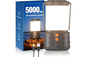 POPOIRON Camping Lantern Rechargeable,Led Camping Lanterns Lights Lamp,5000mAh Battery Emergency Light for Power Outages,3 Colors,IPX4 Waterproof Camping Lamp for Outdoor, Fishing, Hiking,1 Pack