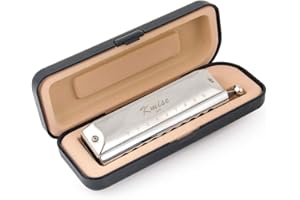 KMISE Harmonica French Harp Mouth Organ Phosphor Bronze C Key (40 Tone, Beige Inner Case)
