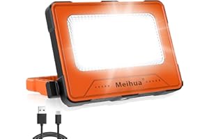MEIHUA USB & Solar Rechargeable Work Light Equivalent 80W, 3000Lumen 4 Modes Portable Floodlight 10000mAh Battery Power Bank, Camping Light Magnetic for Tent Car Repairing Hiking Fishing Emergency Power Cuts