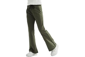 Rolanko Girls Jersey Pull Up Trousers, Bootcut Elasticated Waist Sweatpants Plain Flared Joggers Pants