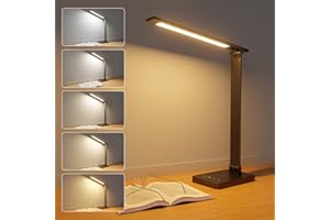Lepro Lampe de Bureau 750 lm, Lampe Bureau 72 LEDs, 5 Modes de Couleur et 5 Niveaux de Luminosité Dimmable, Anti-Éblouissement, Contrôle Tactile Pour Lecture Travail Étudier - Noir