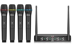 D DEBRA Debra Audio Pro UHF - Sistema di microfono wireless a 4 canali, con microfono lavalier, ricevitore in metallo, ideale per karaoke, feste di karaoke (4 Palmare (B))