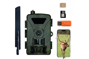 ZYJDGNNY Secacam 4G 4K 60MP Wildkamera mit Handyübertragung, Bewegungsmelder, 60° Winkel, SIM Karte, 32GB Speicherkarte - Professionelle Wildtierkamera