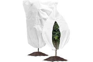 EUIEUT 2 Pack Plant Fleece Frost Protection Covers, Horticultural Fleece Bags Garden Plant Warming Jackets with Zipper Drawstring for Outdoor Plants Potted Fruit Trees Shrub(120 * 180cm)