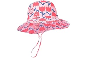 LACOFIA Sombrero de Sol bebé Gorro Verano para niños Sombrero Playa de ala Ancha Proteccion Solar para niños con Correa Ajustable para la Barbilla