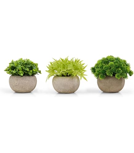 LUZOGA Set Mit 4 Blauen Künstlichen Sukkulenten Im Topf – Mini-Dekopflanzen Für Regal, Tisch & Büro | Pflegeleichte Innendeko, Lebensechtes Design
