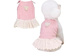 Yaopelky Hundesommerkleidung für kleine und mittelgroße Hunde und Katzen, Gänseblümchen, niedliches Haustierkleid mit D-Ring, ärmellos, Welpen-Outfits, Hunde-Shirt für Shih Tzu, Yorkie, Chihuahua,