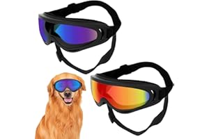 ZKFSIE 2PCS Dog Goggles, Dog Sunglasses for Medium to Large Dogs, Sunglasses for Protect Eyes from Wind and Dust, Glasses for Outdoor Activities