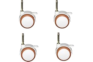 JIAJUTUI001 Lot de 4 roues blanches pour berceau, roues pivotantes, roues pour meubles, roues en émail, silencieuses avec frein, 2 pouces