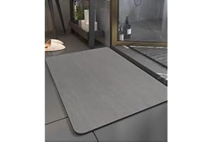 SOBEAU 40X60cm Alfombra de Baño Antideslizante, Alfombra Diatomita Baño, Súper Absorbente Microfibra Alfombrilla Baño, Rápido y Lavable Tapete Baño para Bañera y Ducha, Gris