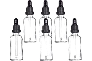 YIZHAO Trasparente Bottiglie Contagocce Vetro 50ml, con Pipette Contagocce Vetro,per Oli Essenziali, Aromaterapia, Laboratorio, Fragranze, Cosmetici, Viaggio - 6 Pcs