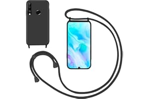GoodcAcy Handykette Handyhülle für Huawei P30 lite,Smartphone Necklace Hülle mit Band Schutzhülle mit Kette zum umhängen Halskette Flüssig Silikon Case für Huawei P30 lite,Schwarz